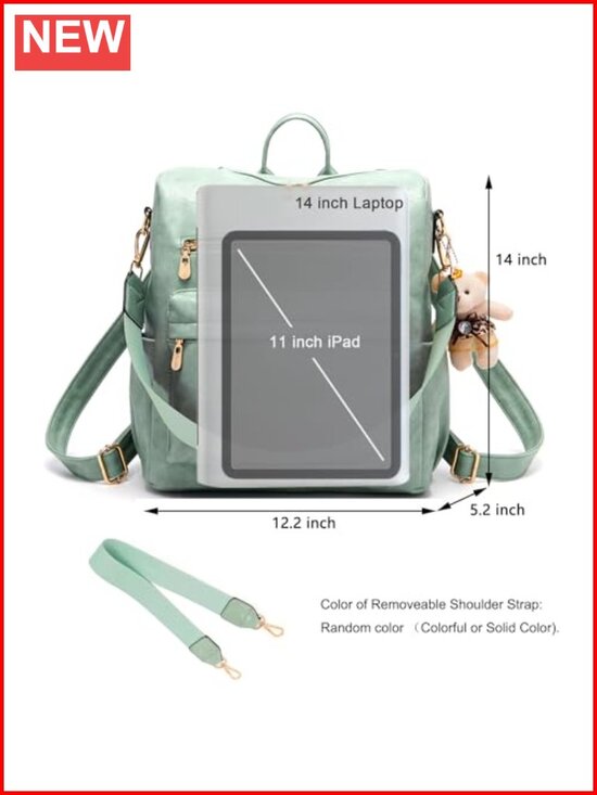 Soperwillton Women Backpack Purse Shoulder Handbags Travel Bag Set 2pcs | Soft main image 5